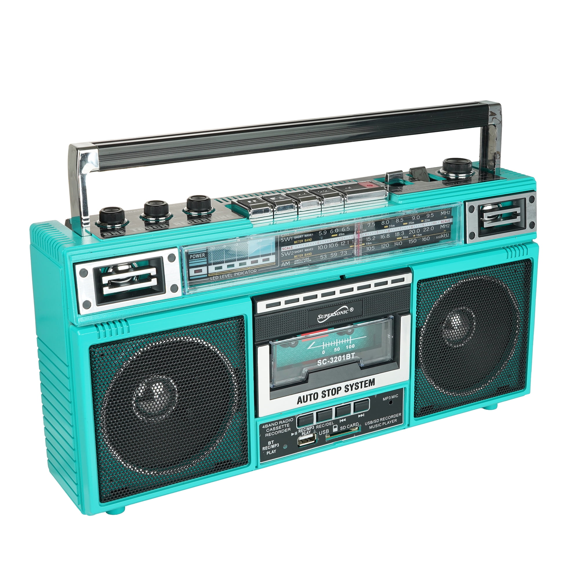 Supersonic, Retro Boombox, Bluetooth, Cassette, AM FM Shortwave
