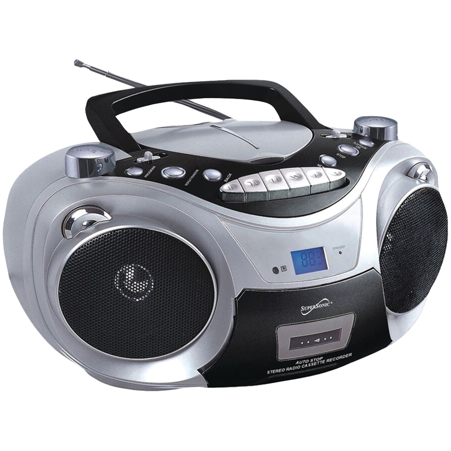 Supersonic SC709 Portable MP3/CD Player with Cassette Recorder, AM/FM