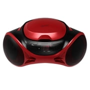 Supersonic 3-Watt-RMS Portable Bluetooth CD Music System with Built-in Speakers, CD Player, AM/FM Radio, and Aux, Dual Power, SC-726BT Red