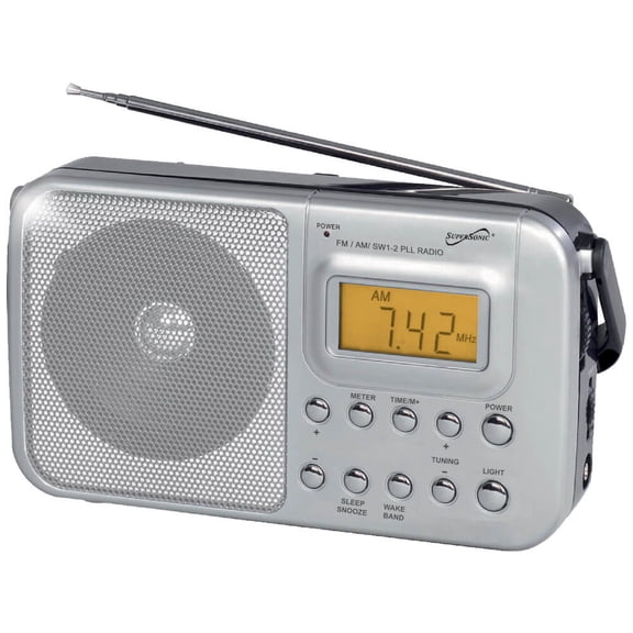 Supersonic SC1091 4 Band AM/FM/SW1-2 PLL Radio - Silver