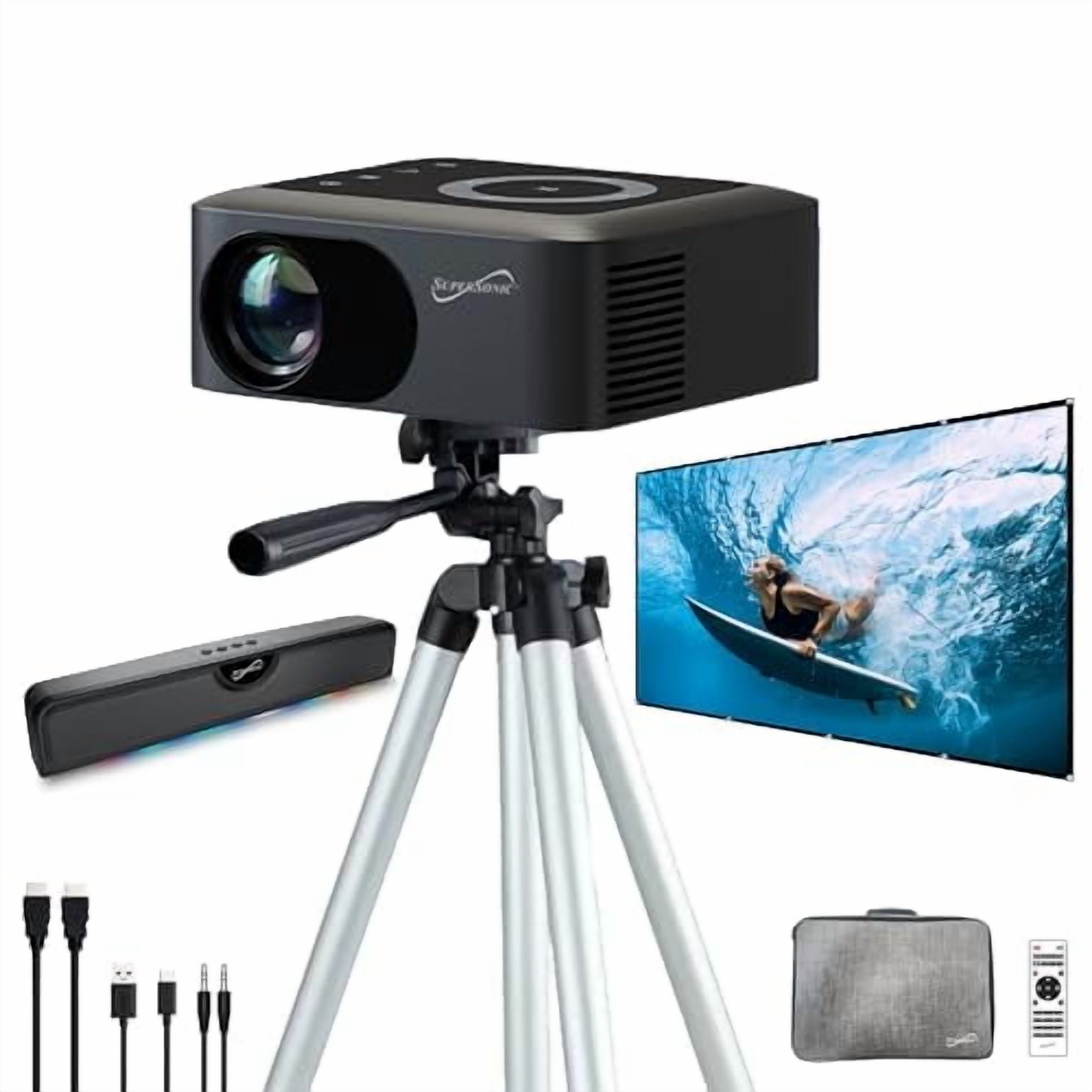 Supersonic Sc-182mpk 720p Hd Bluetooth Portable Led Projector With