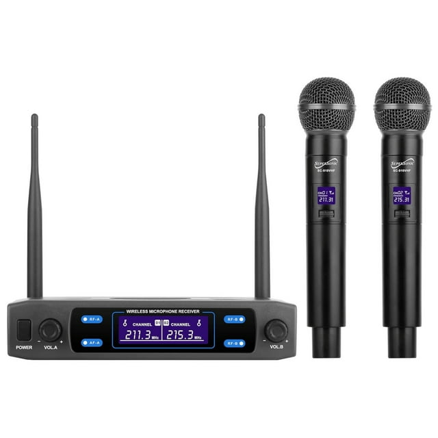 Supersonic VHF Dual Fixed Channel Professional Wireless Microphone with