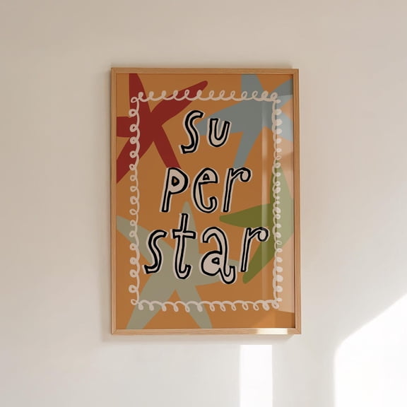 Superstar Colorful Stars Playroom Room Whimsical Poster