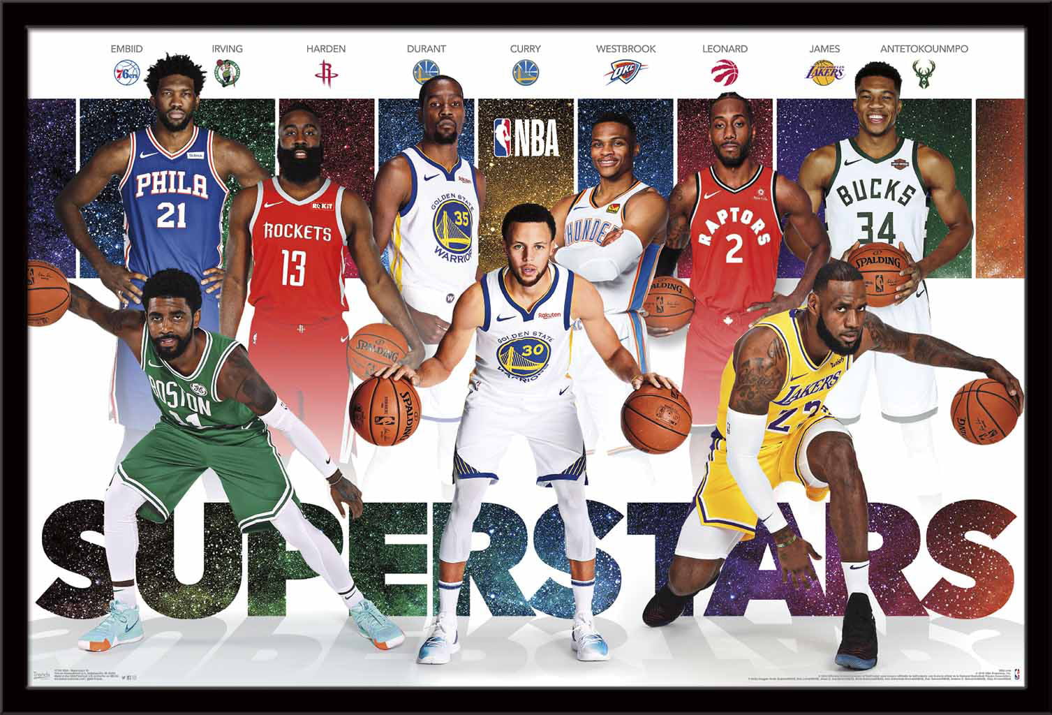 Superstars of the NBA 24'' x 35'' Framed Players Poster