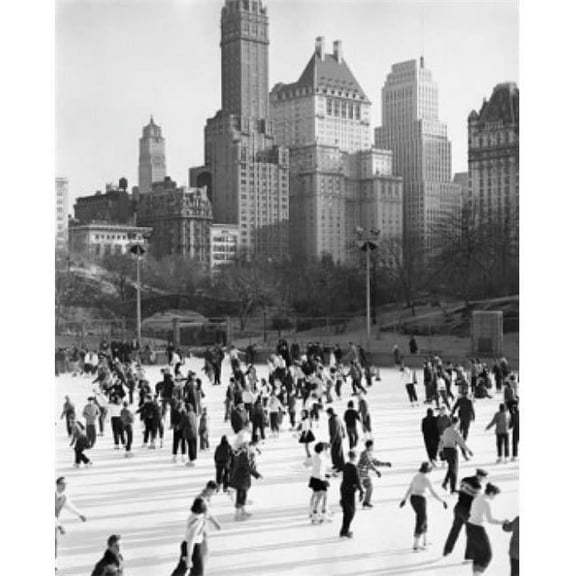 Superstock SAL25540117 High Angle View of A Group of People Skating On An Ice Rink Wollman Rink Central Park Manhattan New York City New York USA Poster Print, 18 x 24