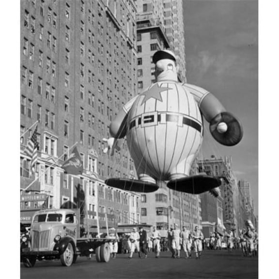 Superstock SAL2555550LARGE USA New York State City Macys Thanksgiving Day Parade Holding Baseball Player Balloon 1946 Poster Print, 24 x 36 - Large