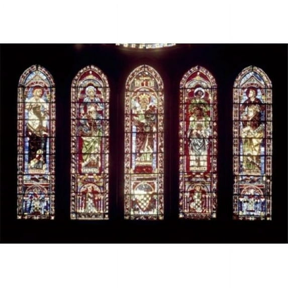 Superstock SAL3815401619 Five Window Stained Glass Stained Glass Chartres Cathedral France Poster Print, 18 x 24