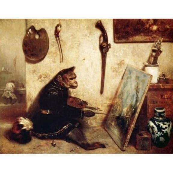 Superstock SAL900122051LARGE Monkey Painter The Decamps Alexandre Gabriel, 1803-1860 & French Poster Print, 24 x 36 - Large