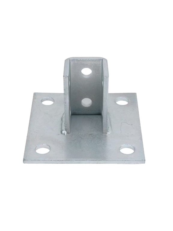 6 in. x 6 in. Steel Square Post Base Connector - Strut Fitting - Silver Galvanized