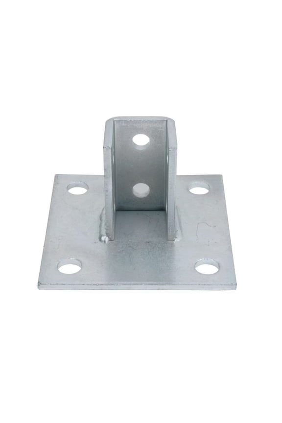 6 in. x 6 in. Steel Square Post Base Connector - Strut Fitting - Silver Galvanized