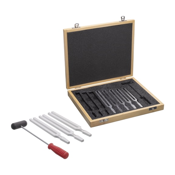 Supertek Tuning Forks With Hammer, Aluminum, Set of 8