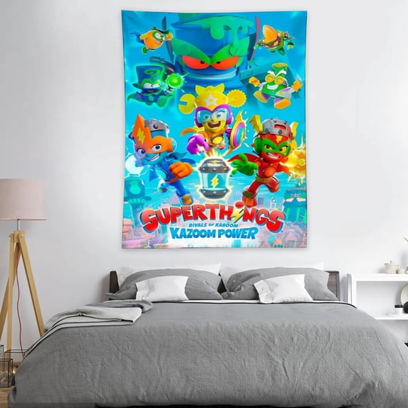 Superthings Rivals of Kaboom, Kazoom Power Tapestry Wall Hanging Decor for Bedroom Wall Art Funny Home Decoration 30x40in