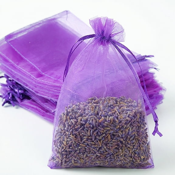Supertina 100 Pcs Sheer Organza Bags 4x6 inch Mesh Jewelry Package with Drawstring Great for Party Wedding Favor Sachet Bags (Purple)