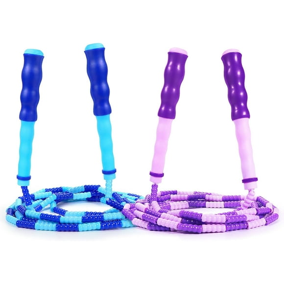 Supertrip Jump Rope Kids-Soft Beaded Skipping Rope Adjustable Tangle-Free Segmented Jumping Rope for Children and Students