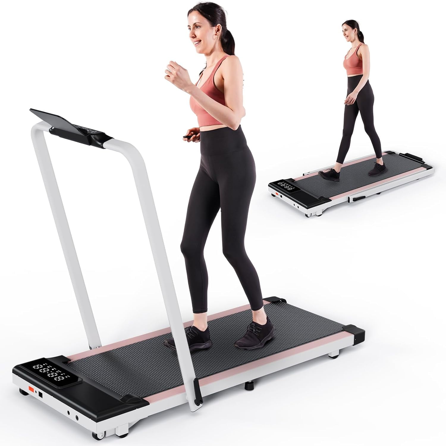 YDZJY 3 in 1 Foldable Treadmill 3 HP 300lbs Capacity Indoor Walking Pad with APP Wider Belt Pink Walmart