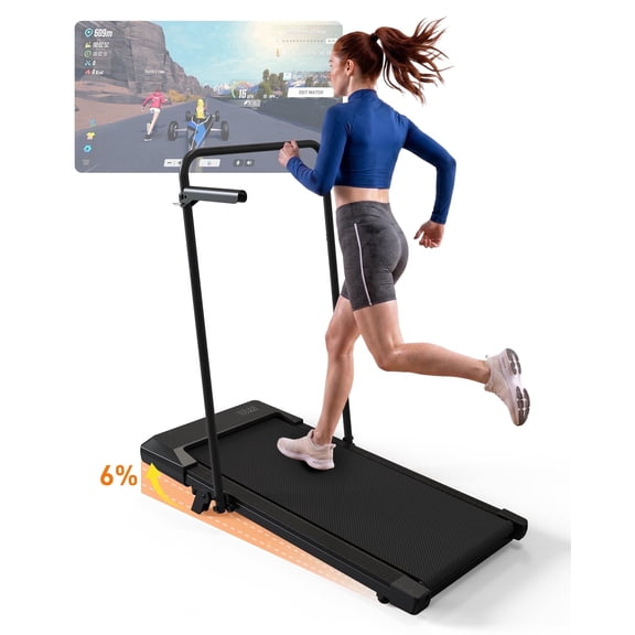 JCYTTCC Treadmill with 6% Incline and Handrail, 3 in 1 Under Desk Treadmill for Home Office, Portable Mini Treadmill with Remote Control, 2.5HP Quiet Motor, 300 lbs Capacity