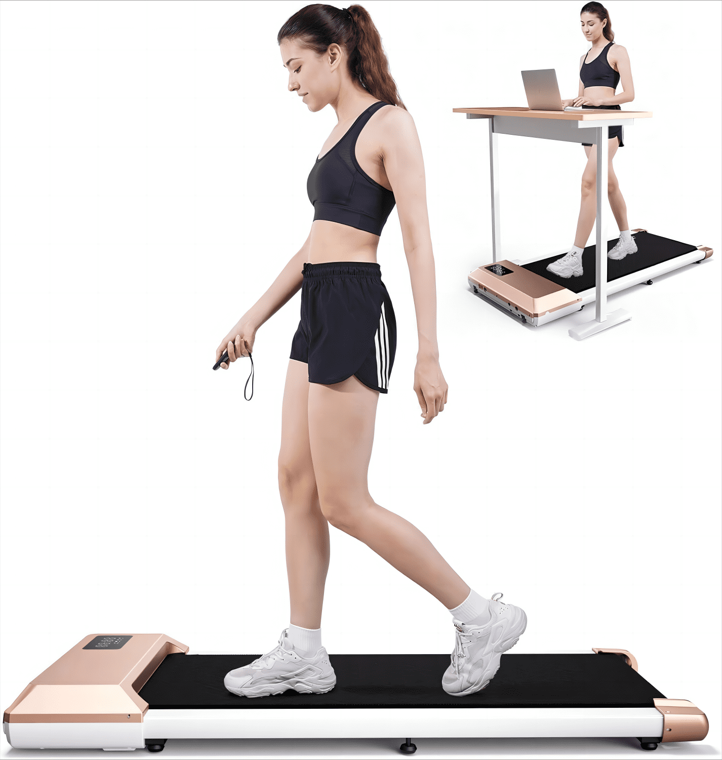 Superun Walking Pad Treadmill 2.5Hp, Ultra-Quiet with Remote Control-Under Desk Treadmill 2 in 1 Walking and Jogging with Remote Control LED Display(Pink)