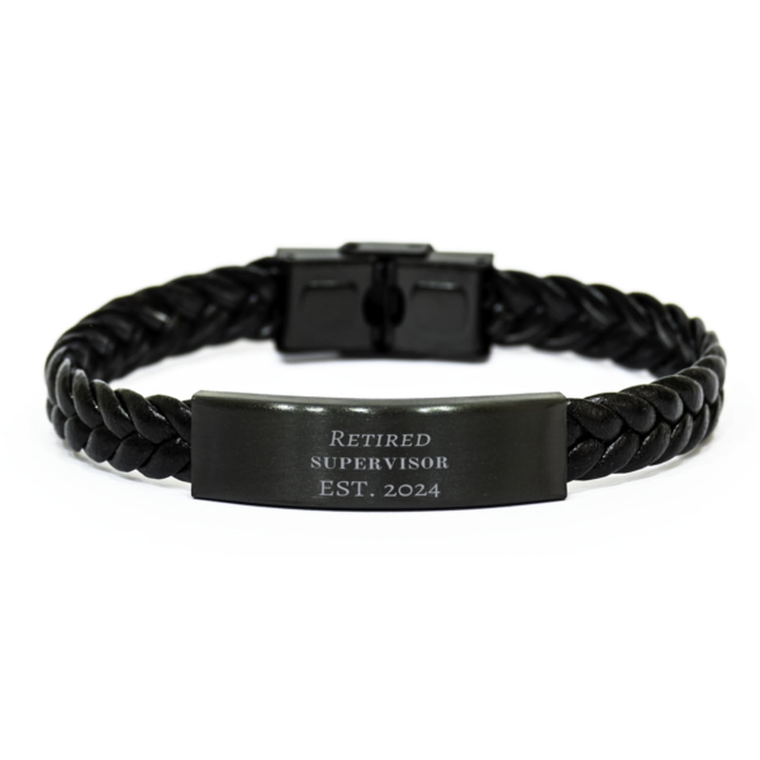 Supervisor Retired 2024 Engraved Braided Leather Bracelet Gift for Retirement and Graduation, Unique Jewelry for Men and Women