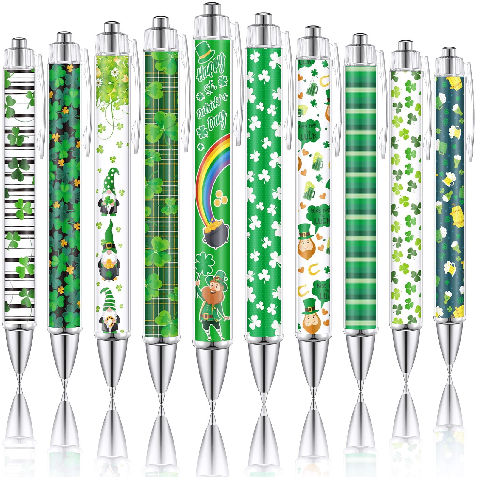Irland Stift Mit Grünem Kleeblatt-Anhänger – Schwarzer Gel-Pen, 16 Cm