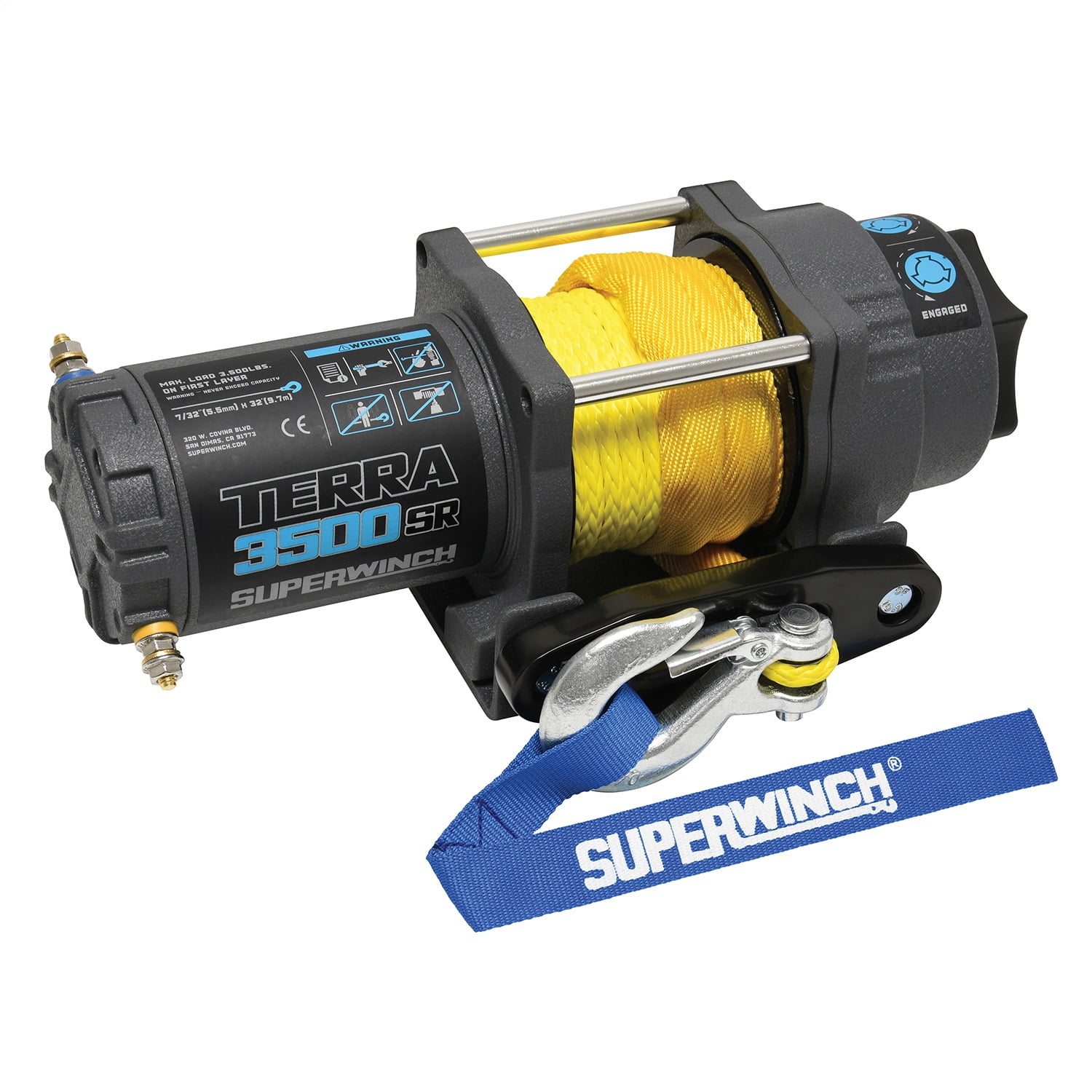 Superwinch 3500 LBS 12V DC 7/32in x 32ft Synthetic Rope Terra 3500SR