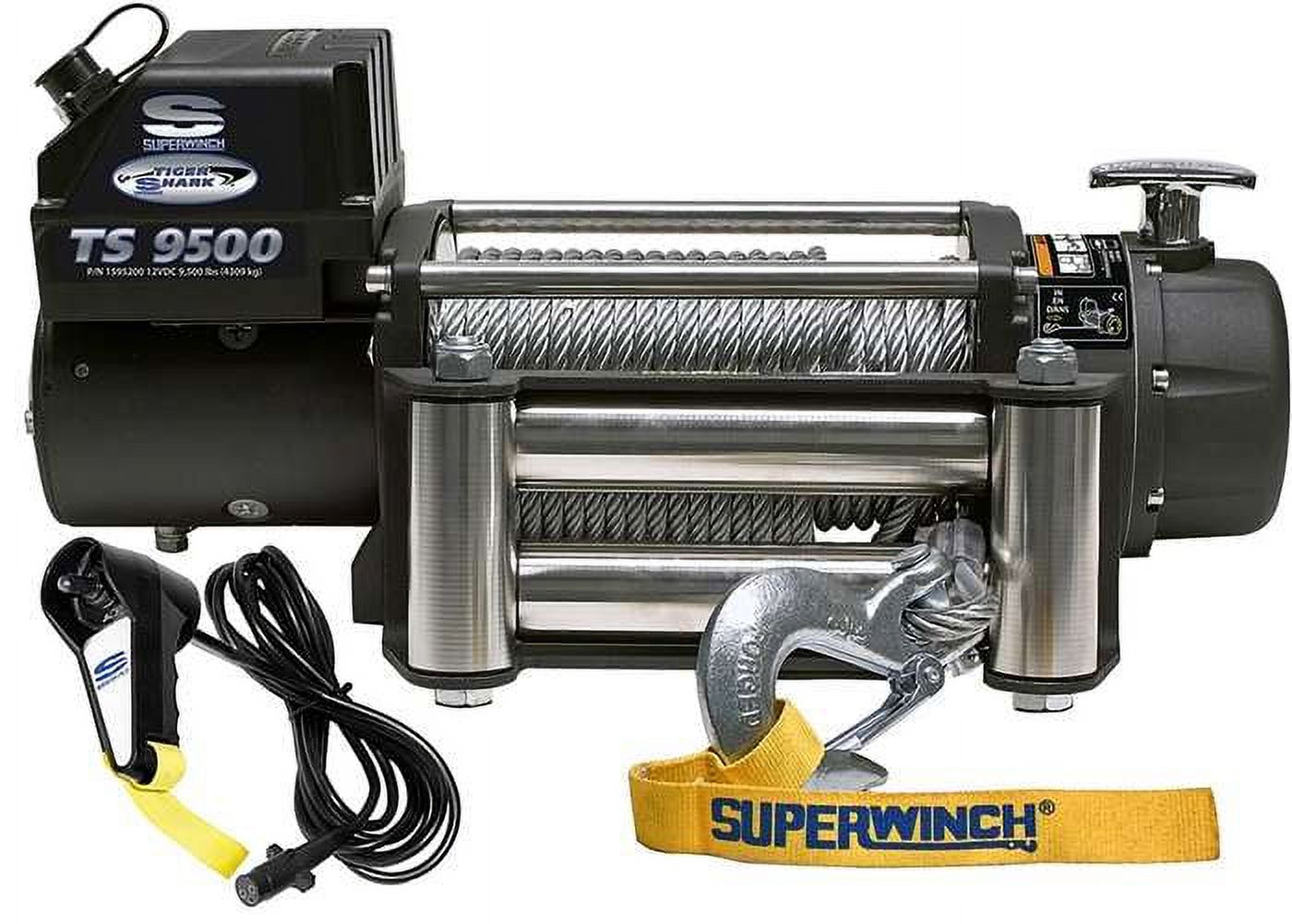 Superwinch 9500 LBS 12V DC 11/32in x 95ft Steel Rope Tiger Shark 9500 Winch - image 1 of 2