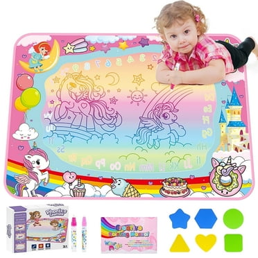 Superwinky Magic Writing Water Doodle Mat Toys for Toddlers, Gifts for 2 3 4 5 6 Years Old Girls, 31.5*23 Inches Writing Mat Toddler Toys Ages 2 3 4, Girls Learning Toys Birthday Gifts