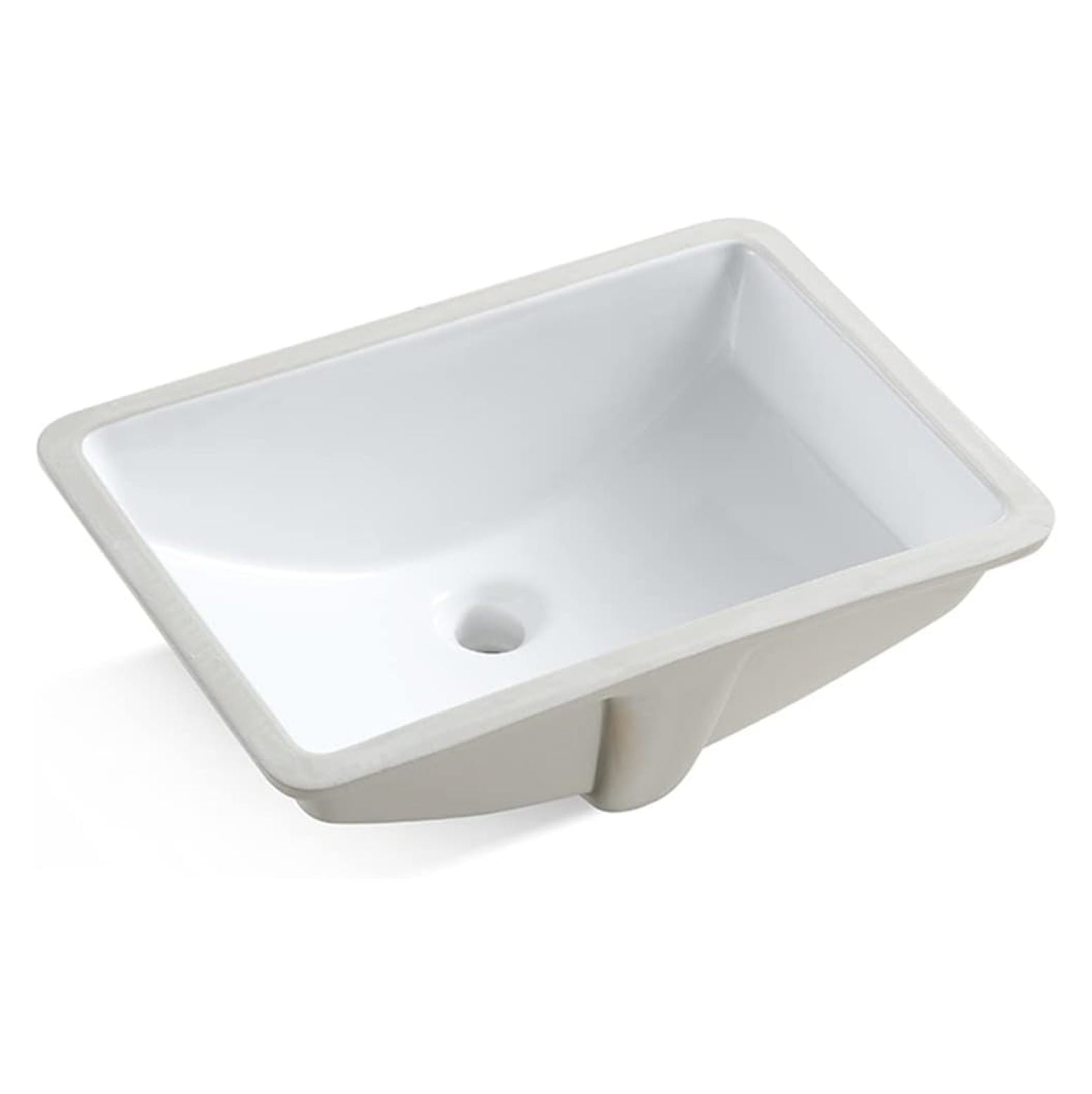 Glossy White Ceramic Rectangular Undermount Bathroom Sink