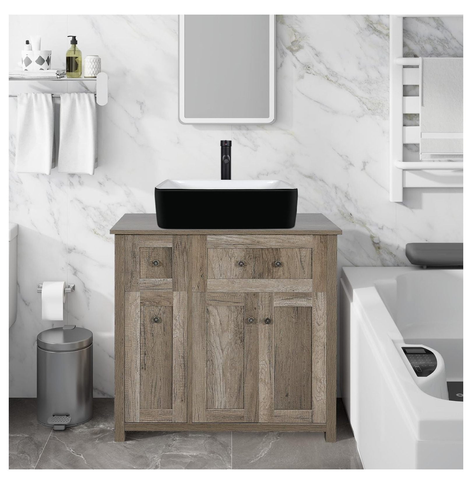 Superwum 30 inches Bathroom Vanity, Modern Wood Fixture Stand Pedestal Bathroom with