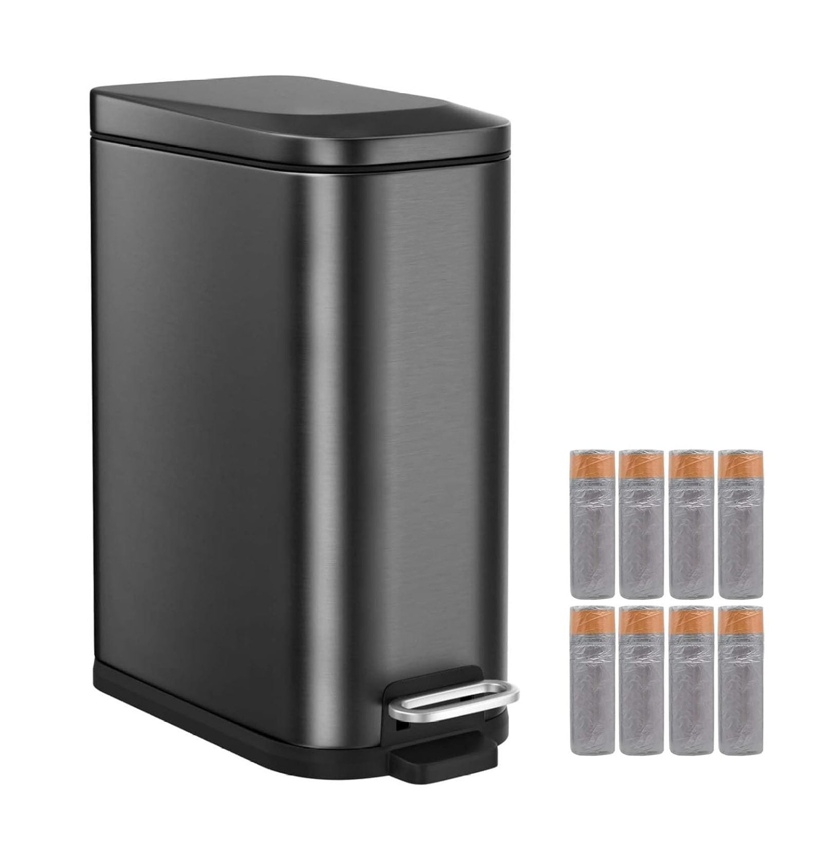 Superwum 4 Gallon Black Bathroom Trash Can with Soft Close Lid