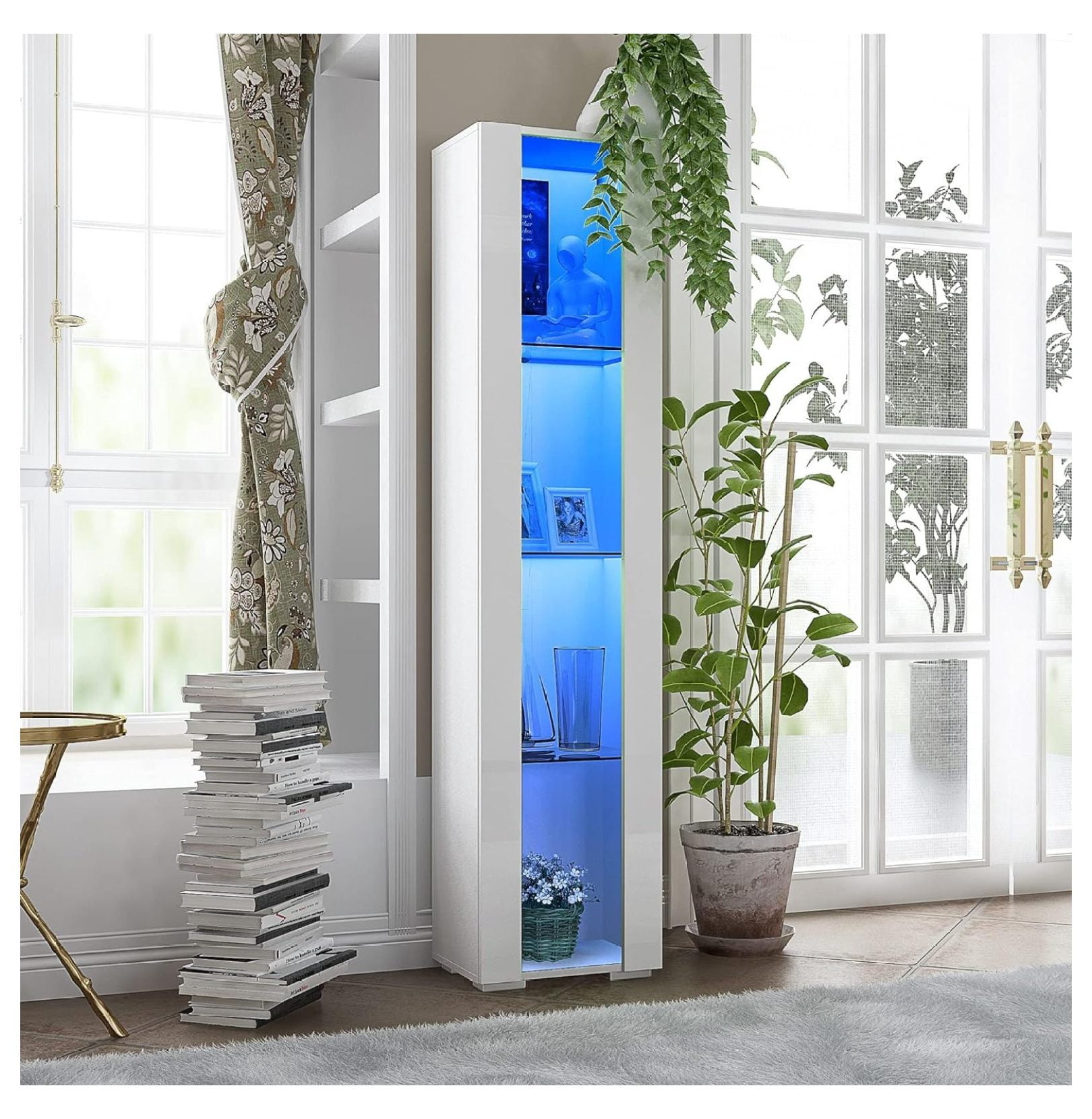Superwum 67 Inch LED Sideboard UV High Glossy Front Buffet Cabinet ...