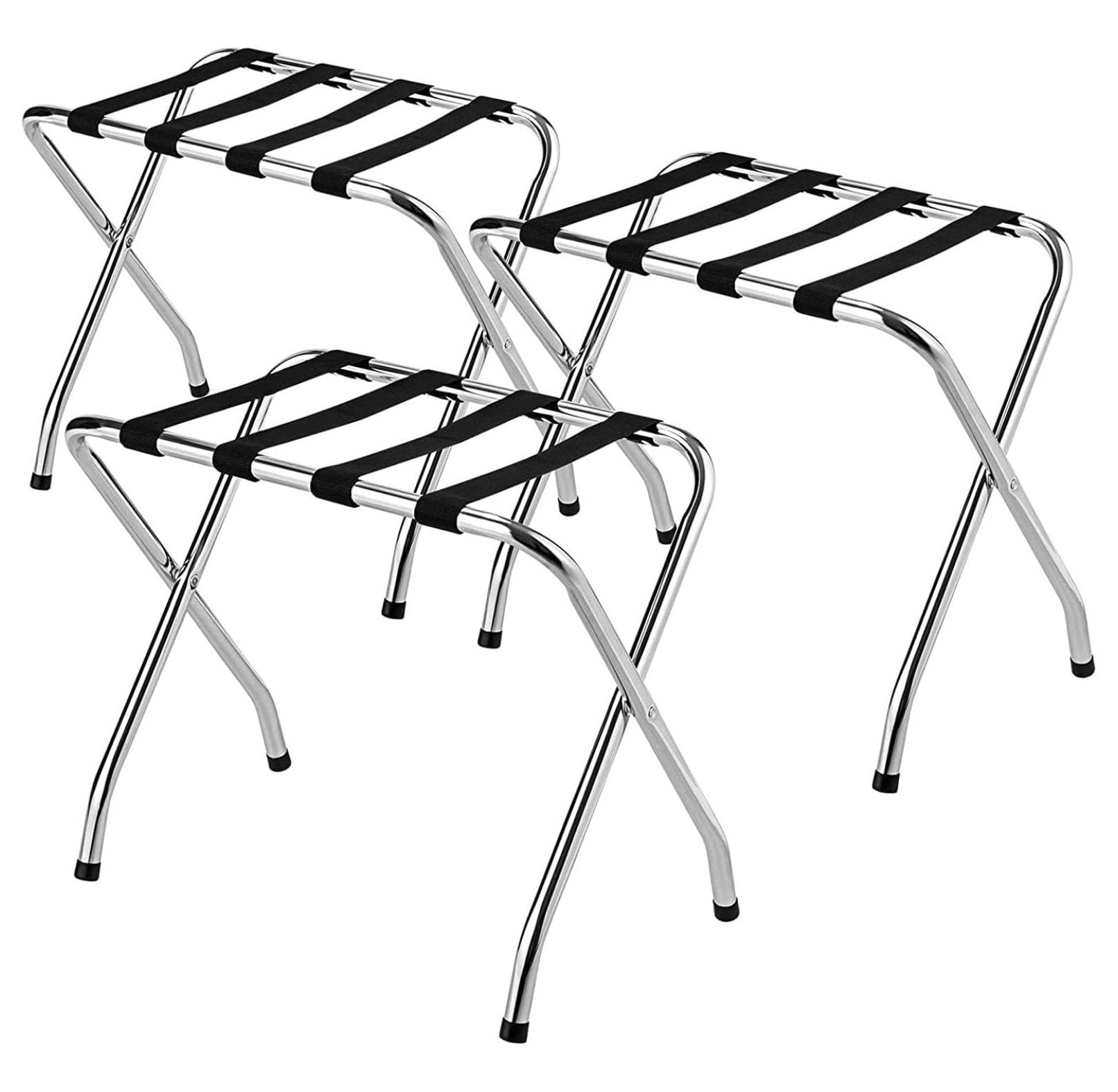 Superwum Chrome Luggage Rack for Guest Room, Folding Metal Bag Suitcase