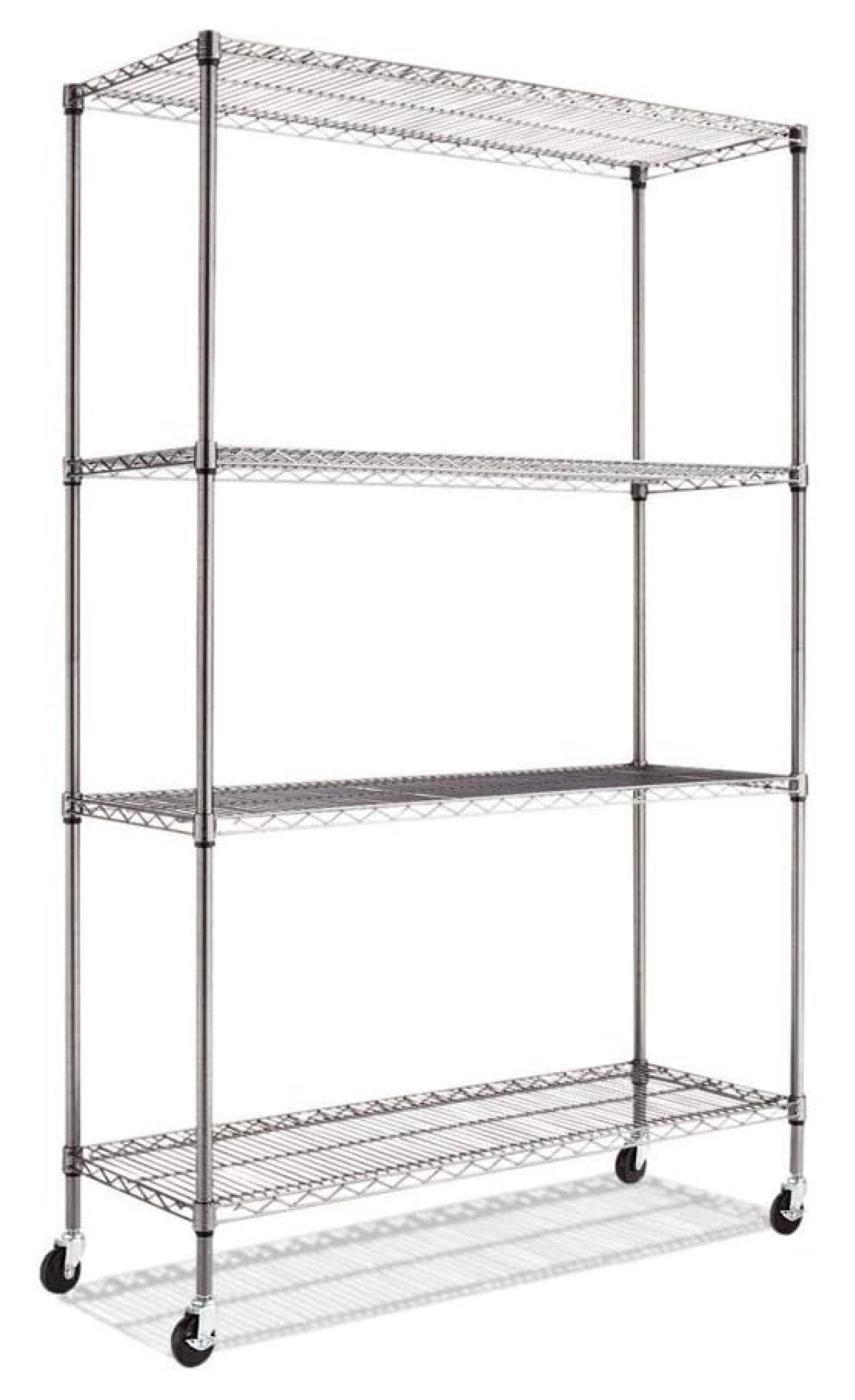 72" Anthracite Black Steel Mobile Shelf Rack with 4 Shelves