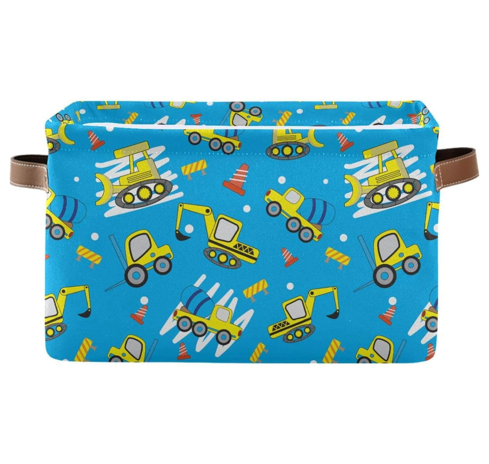 Superwum Cute Construction Trucks Car Storage Basket for Shelves