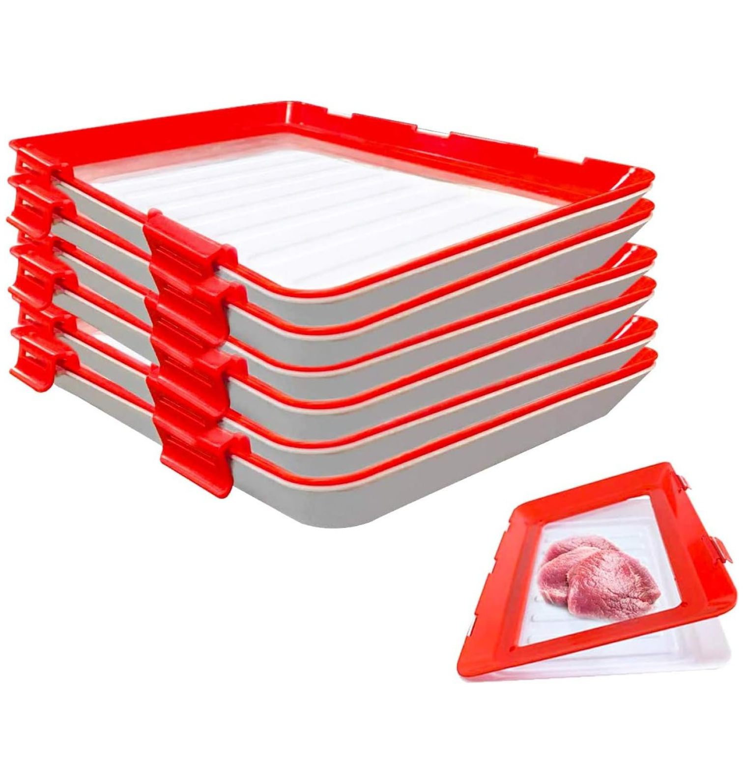 Superwum Food Preservation Trays Stackable, Reusable Food Tray with
