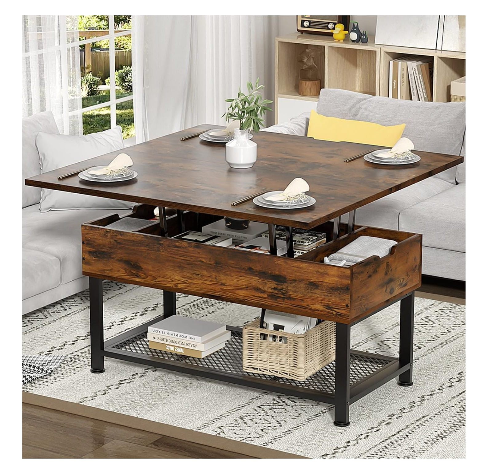 Superwum Lift Top Coffee Table, 4 in 1 Multi-Function Coffee Tables ...