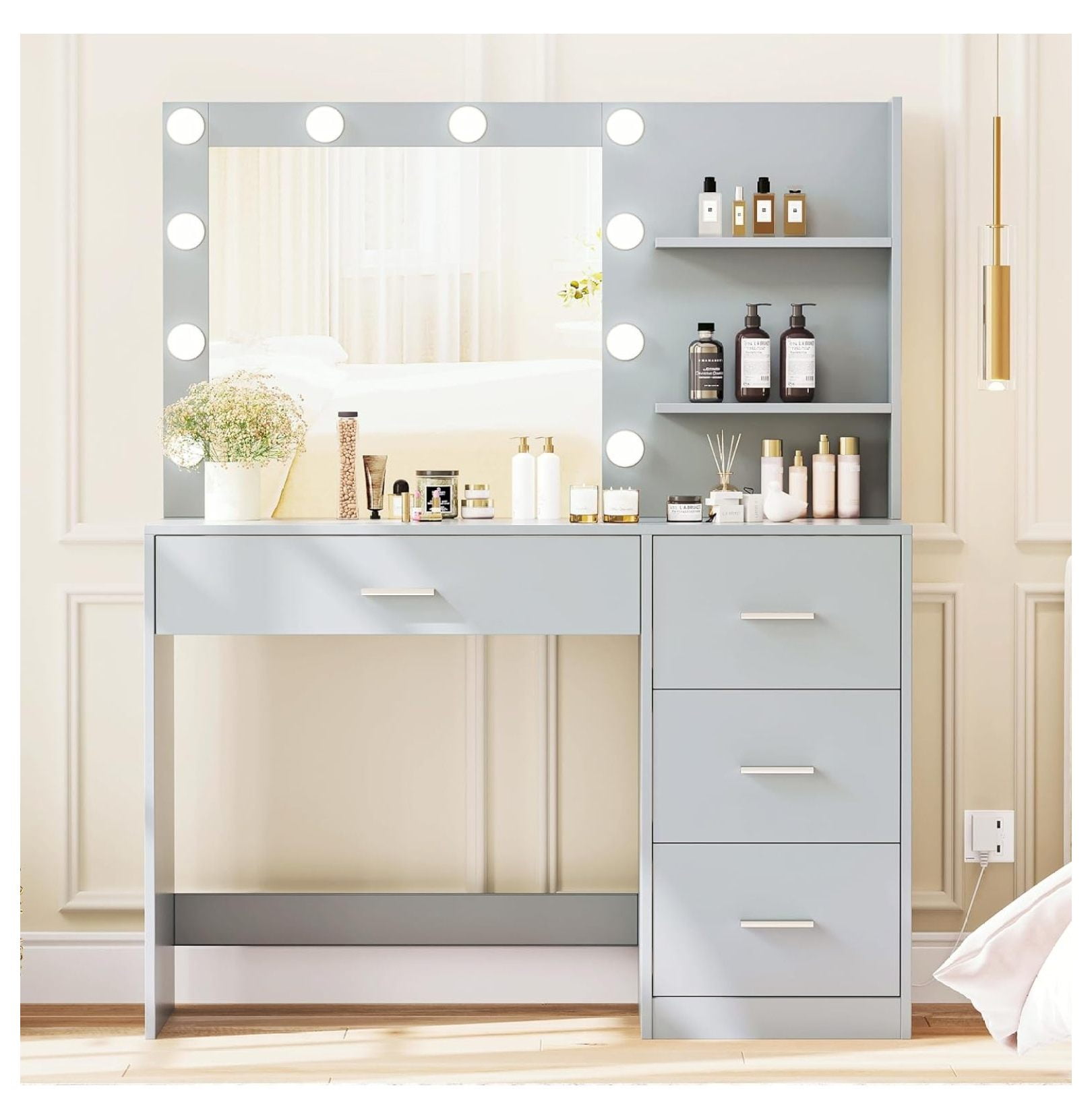 Superwum Makeup Vanity Table with Lighted Mirror, Makeup Vanity Desk