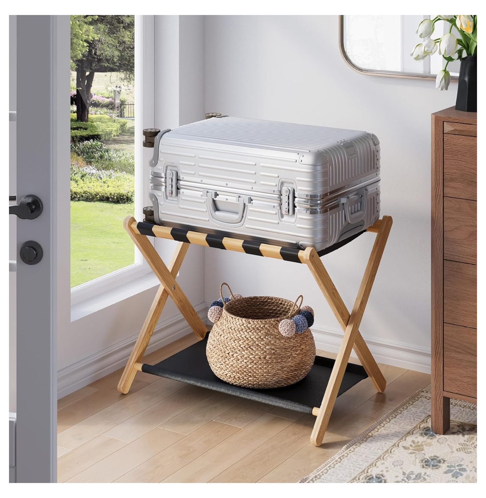 Luggage Racks Gold Stainless Steel Luggage Rack - Folding Suitcase ...