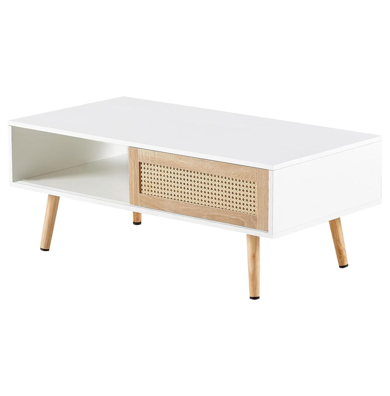 Superwum Ratten Coffee Table Modern Wooden Farmhouse 41.34 Inch Coffee