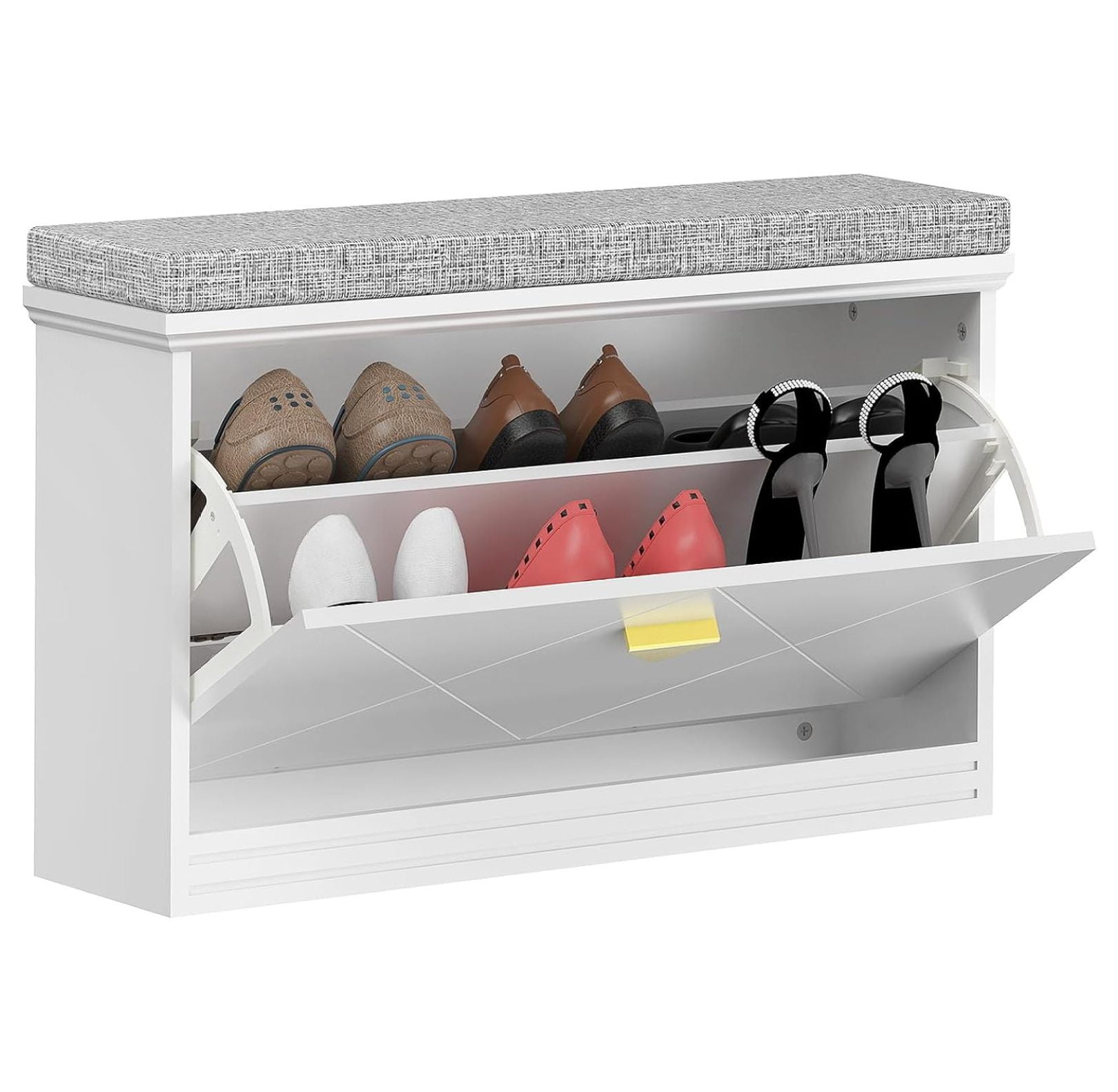 Superwum Shoe with Drawers, Shoe Bench with Removable Cushion