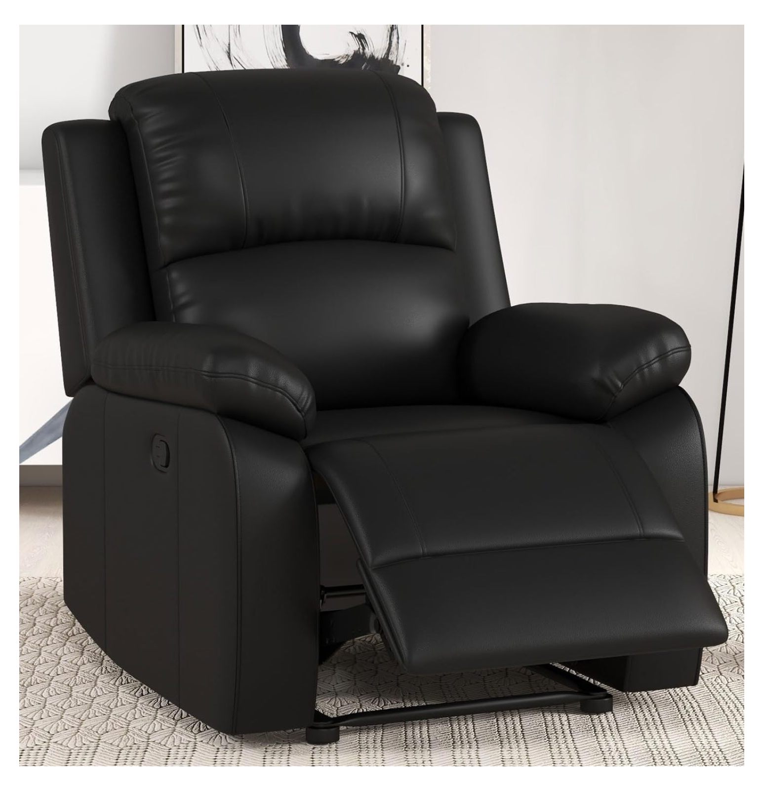 Superwum Small Manual Recliner Chair for Adults, Waterproof Leather