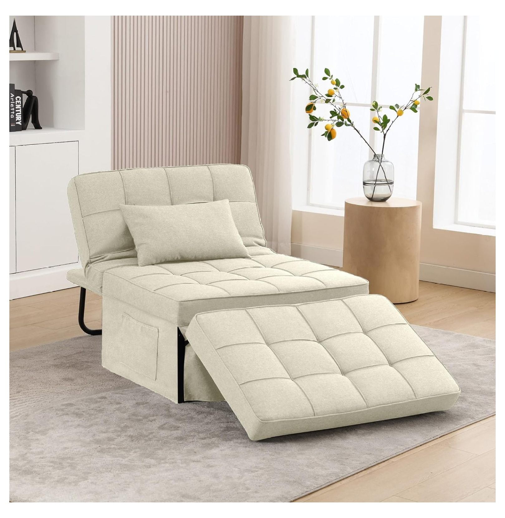 Superwum Sofa Bed, 4 in 1 MultiFunction Convertible Ottoman Chair Bed