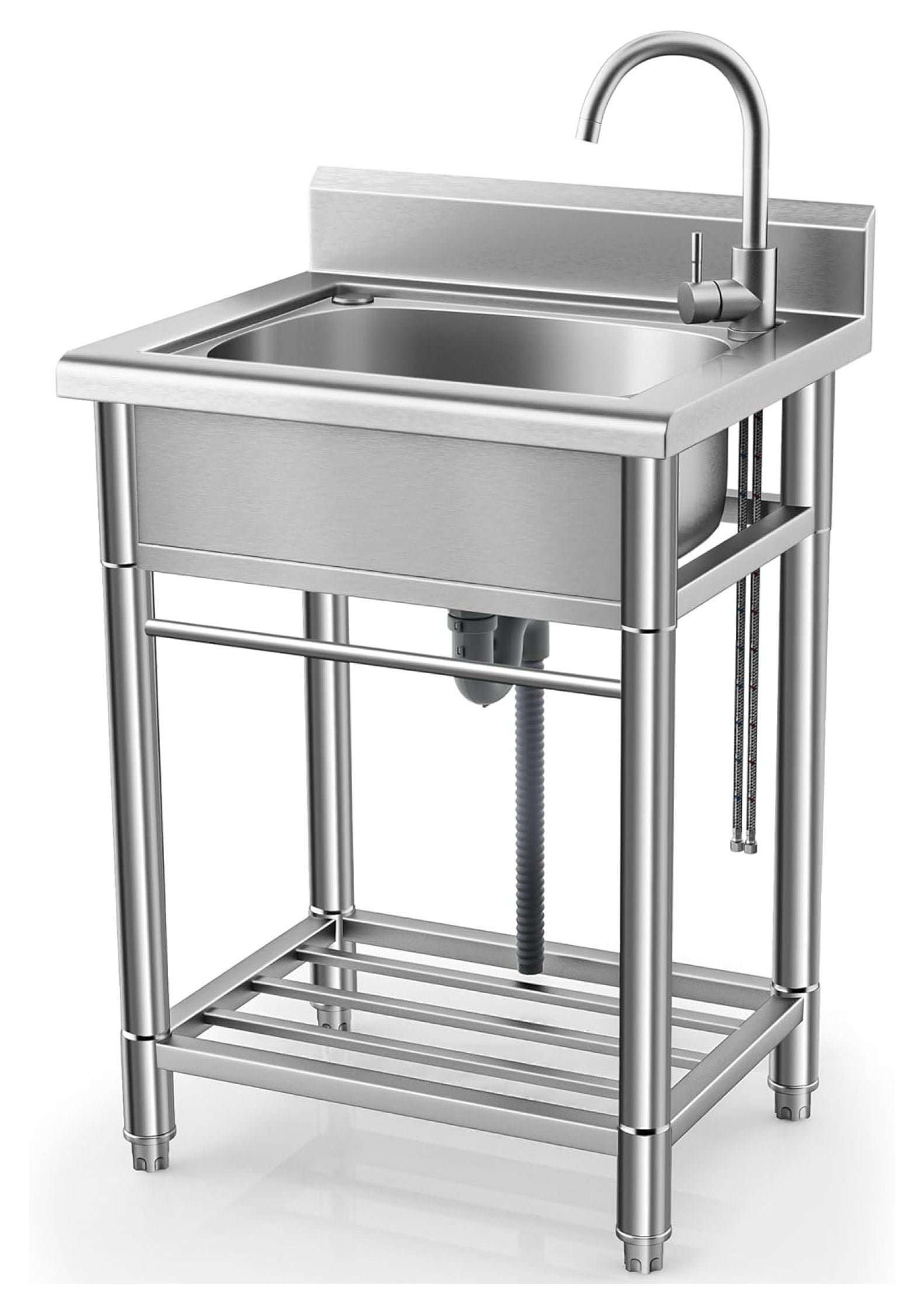 Superwum Utility Sink Standing Single Bowl Kitchen Sink with Cold and ...