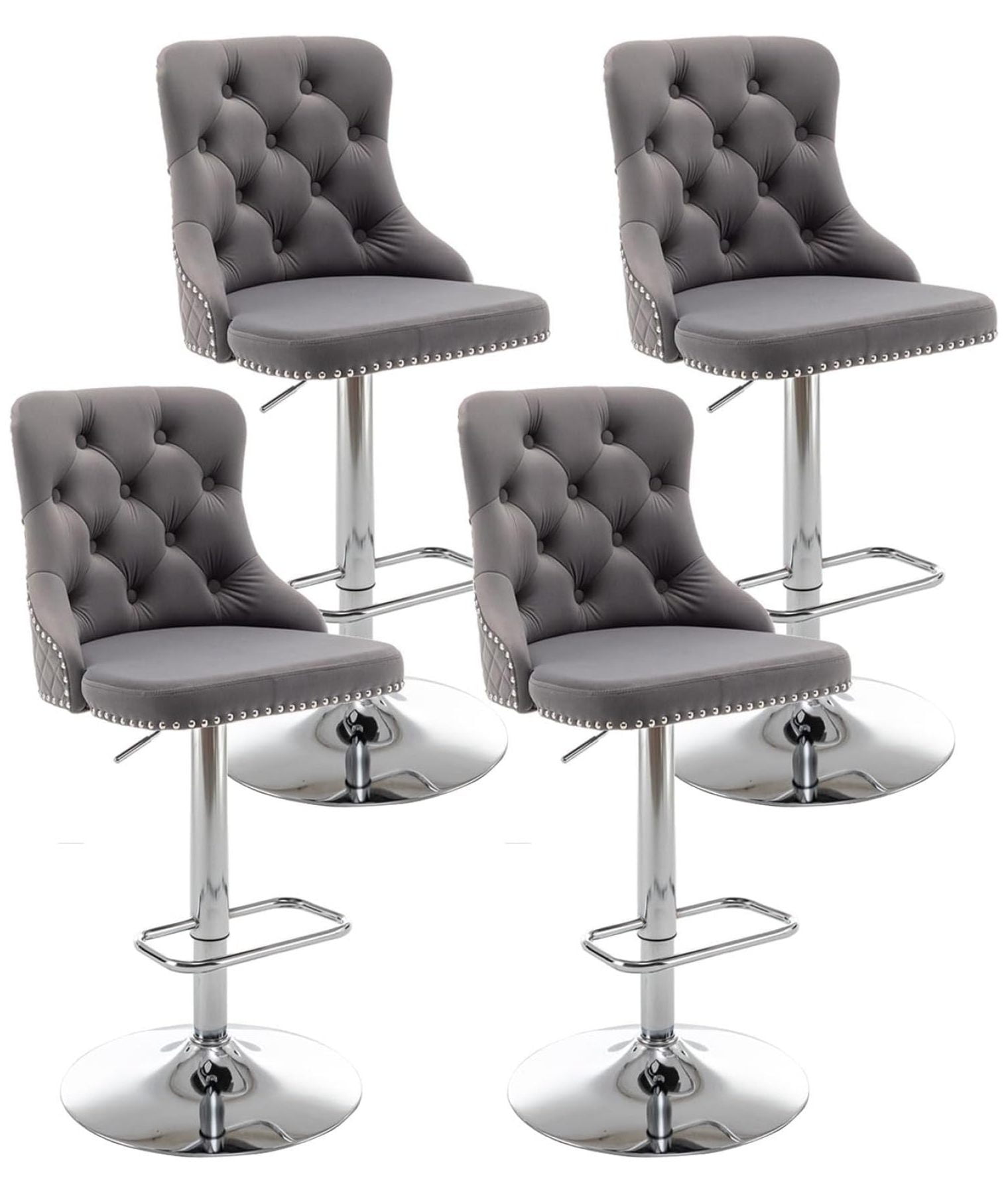 Superwum Velvet Bar Stools Set of 4, Counter Height Bar Stools with