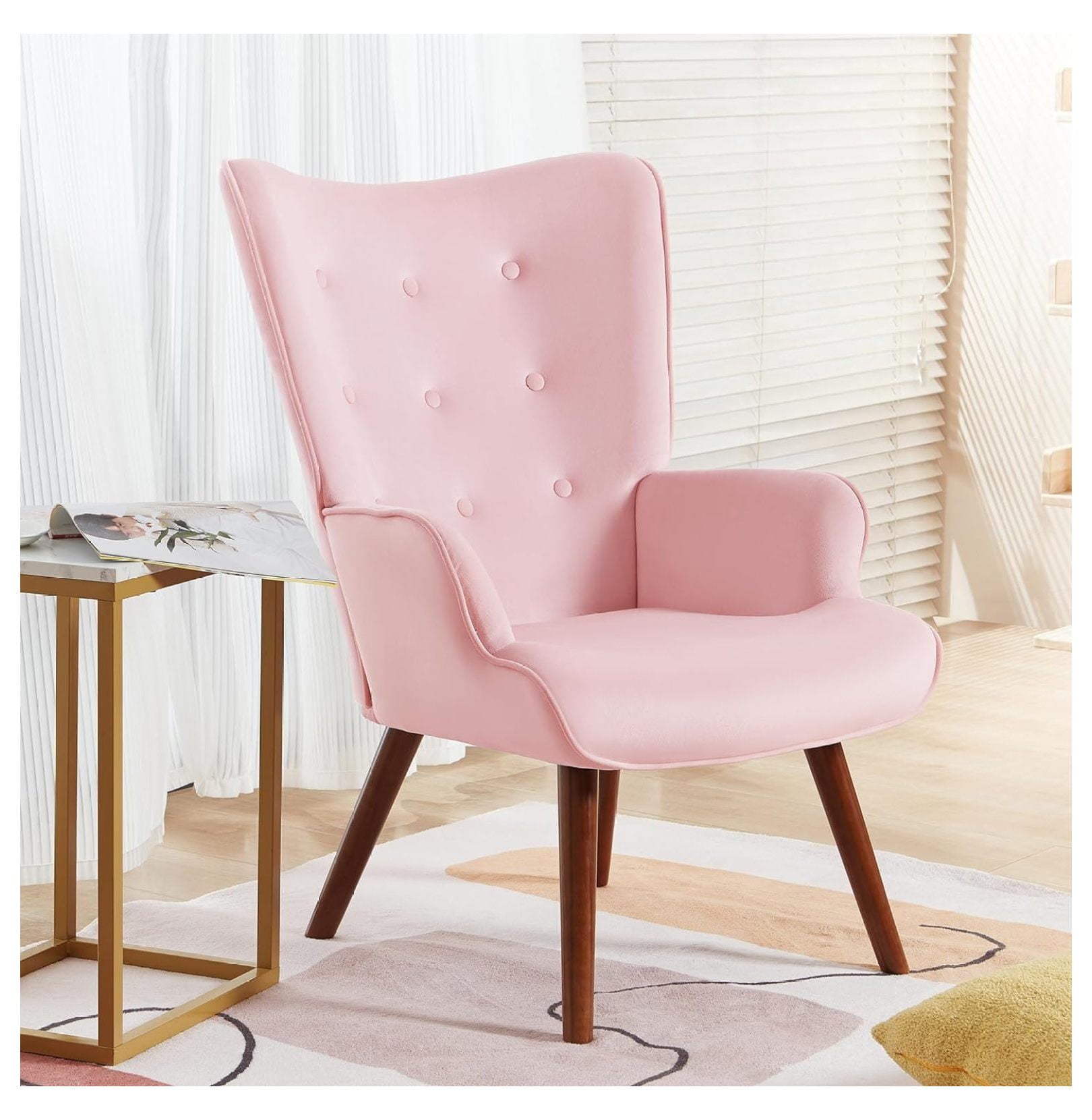 Superwum Velvet Living Room Chair Century Modern Accent Chair Tufted