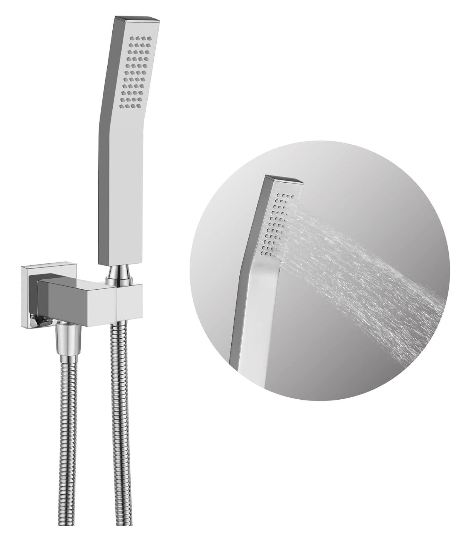 Superwum Wall Mount Chrome Polished Solid Brass Handheld Shower Head