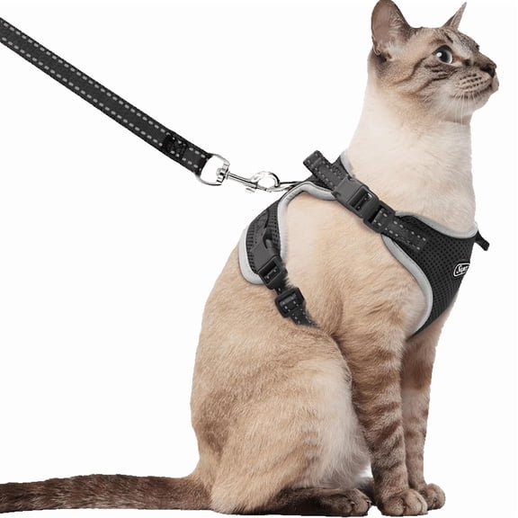 Supet Cat Harness and Leash, Adjustable Breathable Soft Mesh Vest Harness for Cats, Escape Proof Pet Walking Harness with Reflective Strips