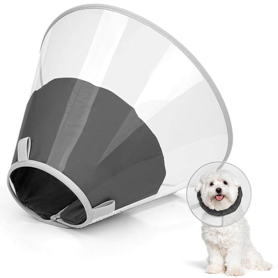 Supet Clear Dog Cone Collar, Transparent Elizabethan Recovery Cone with Soft Padded Edge, Adjustable to Prevent Licking