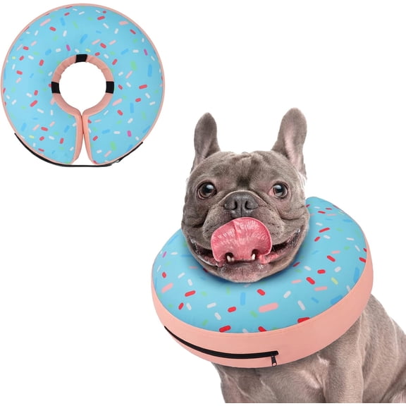 Supet Inflatable Dog Donut Collar for Recovery, Soft Adjustable Collar to Prevent Licking, Comfortable Post-Surgery E-Collar