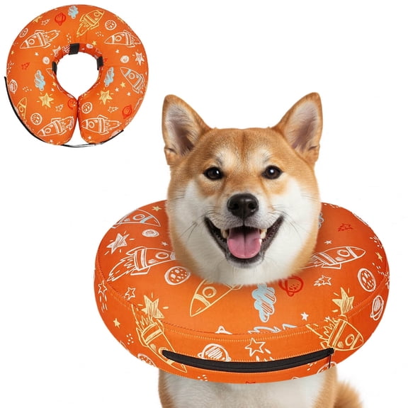 Supet Inflatable Dog Recovery Collar, Soft Adjustable Donut Collar to Prevent Licking, Comfortable Post-Surgery E-Collar for All Dogs