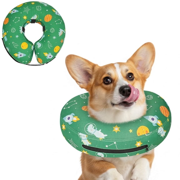 Supet Inflatable Dog Recovery Collar, Soft Adjustable Donut Collar to Prevent Licking, Comfortable Post-Surgery E-Collar
